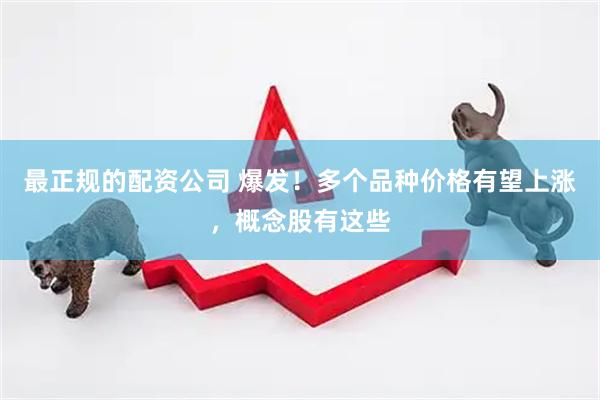 最正规的配资公司 爆发！多个品种价格有望上涨，概念股有这些